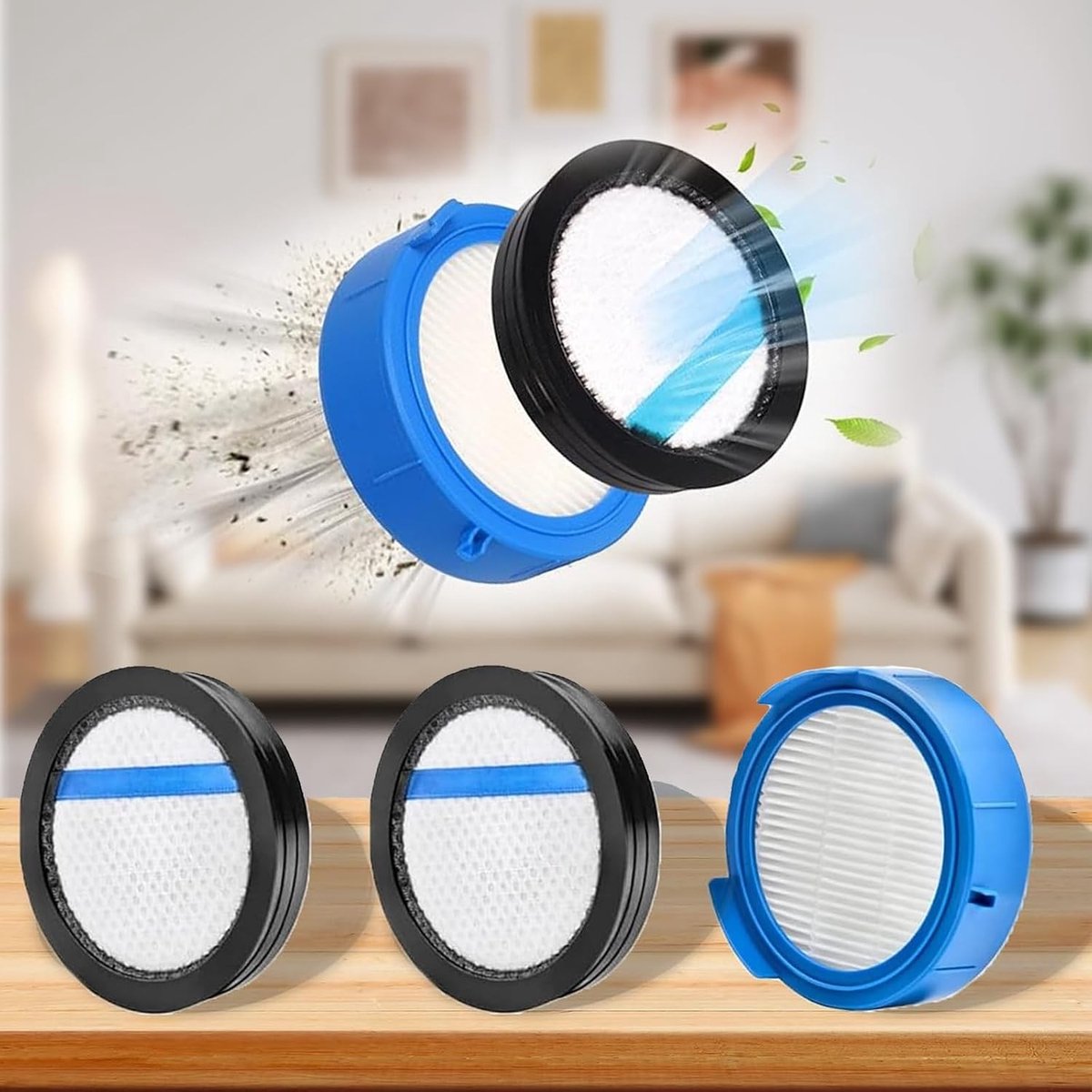 Filterset voor stofzuiger - Vervangingsfilters, 2 motorfilters en 1 hygiënefilter voor optimale prestaties