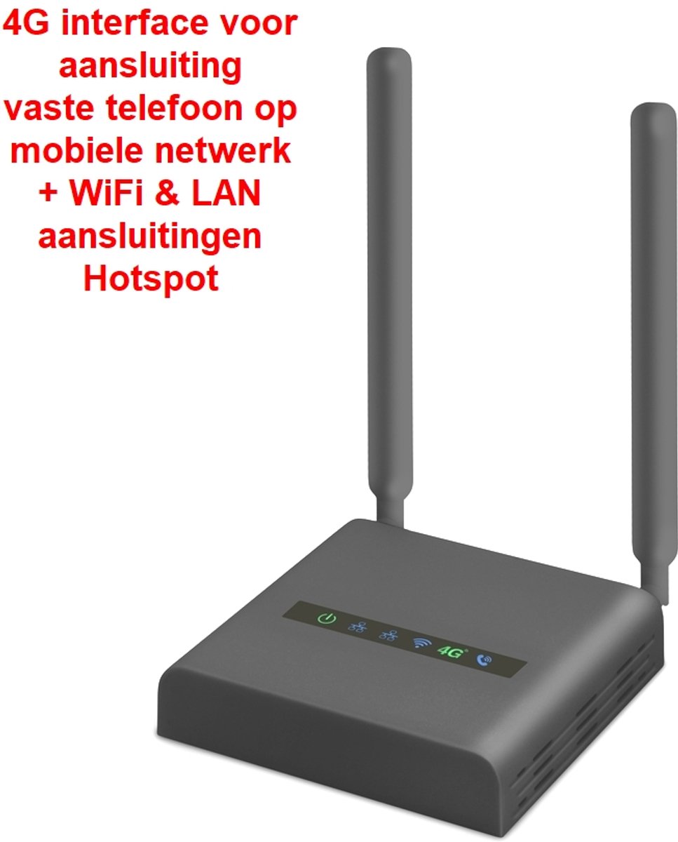 4G GSM INTERFACE voor aansluiten van een analoge vaste telefoon op het mobiele netwerk - WiFi - LAN - LTE - 2100