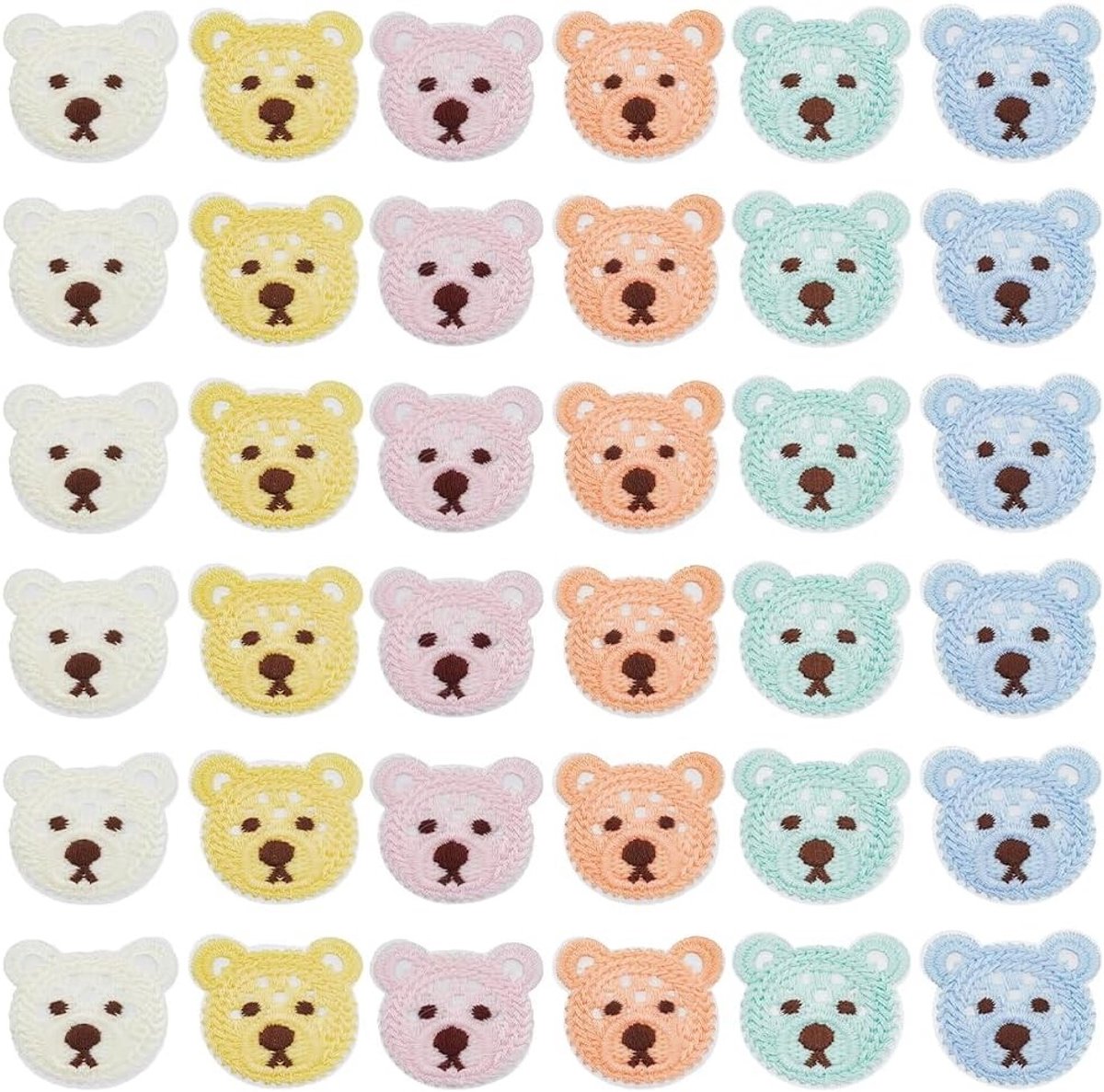 36 Stuks Haaknaalden in 6 Kleuren met Berenkop Design voor Haken en Borduren - Schattige Dieren Applicaties en Patroontjes