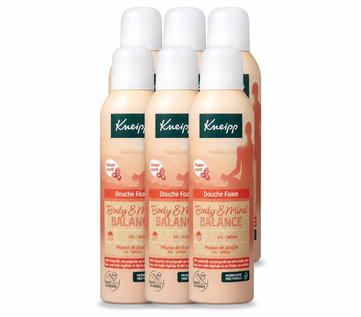 6 x Kneipp - Douche schuim - Body & Mind Balance - Iris & Vetiver - 200 ml - Voordeelverpakking - 6 stuks