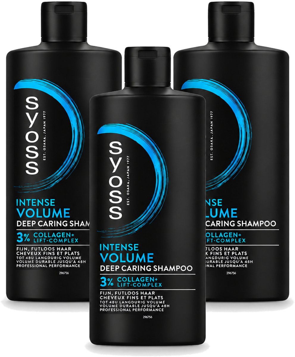 3 x SYOSS - Volume 440 ml - Shampoo - Voor Volumeboost - 440ml - Voordeelverpakking - 3 stuks
