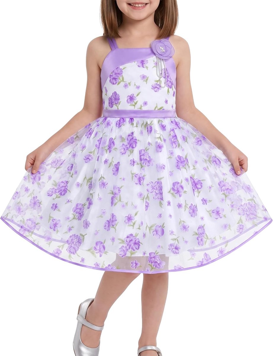 Beige Geborduurde Bloemen Mesh Ruches Mouwloos Feest Onder de Knie Tule Jurk