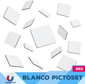 36 witte vierkante magnetische pictogrammen, 4x4cm, van Smarfer.