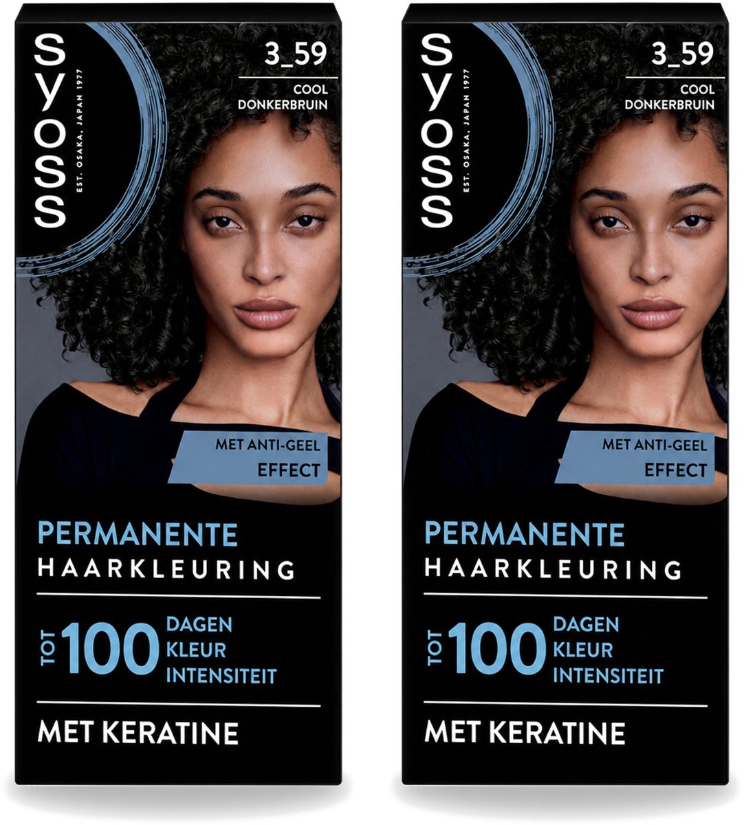 2 x SYOSS - Coloration 3-59 Cool Donkerbruin - Haarverf - Grijsdekking - Vermindert Haarbreuk - Voordeelverpakking - 2 stuks
