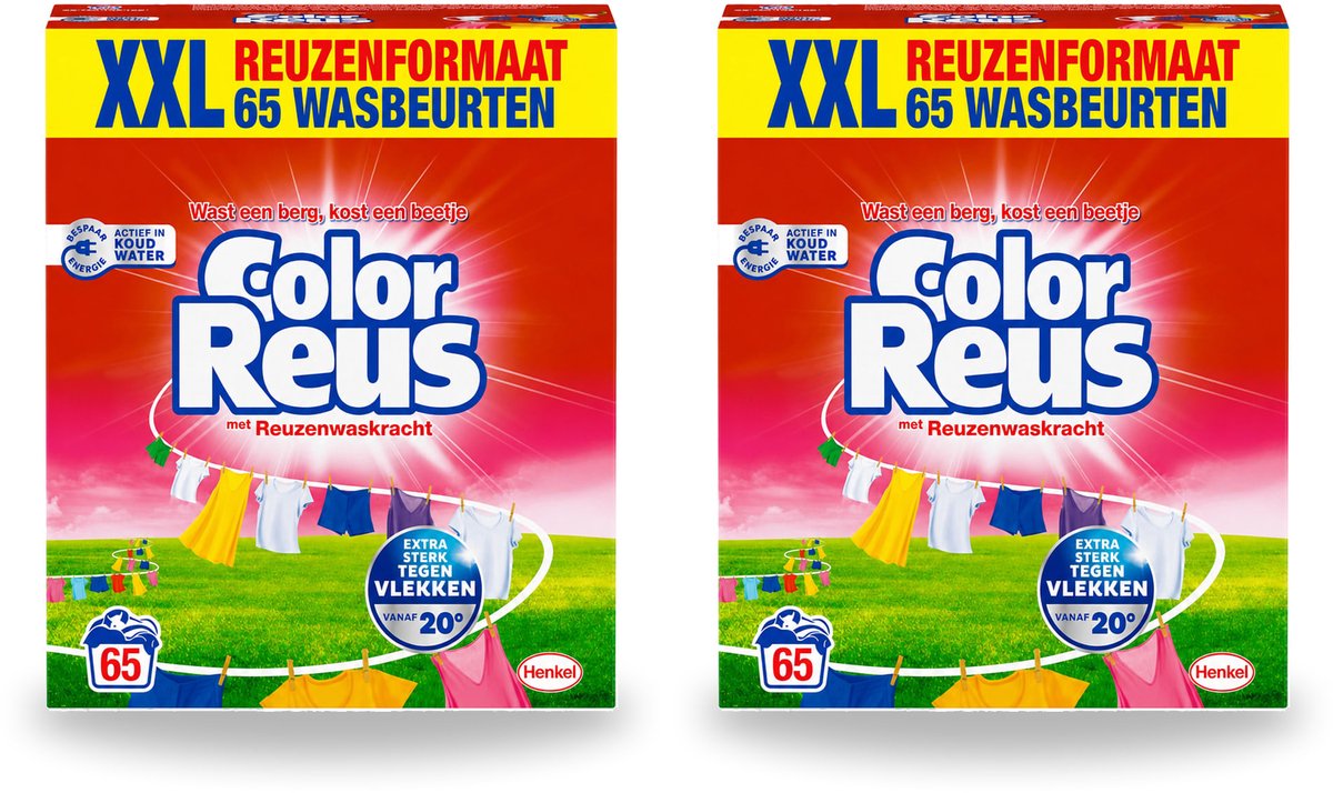 2 x Color Reus - Waspoeder - Gekleurde Was - 65 Wasbeurten - Voordeelverpakking - 2 stuks
