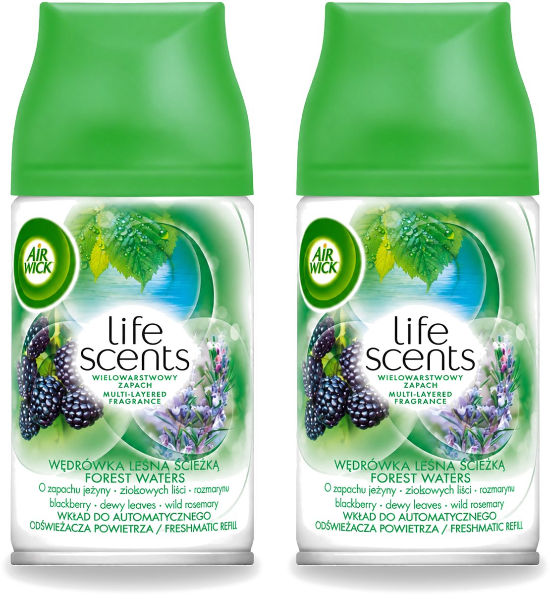 2 x Air Wick - Life Scents - Luchtverfrisser Navulling - Boswateren - Automatische Spray - 250 ml - Voordeelverpakking - 2 stuks