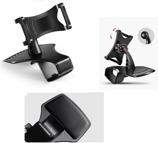 3 in 1 Car GPS Smartphone Holder: Dashboard/Visor Clamp + AC Grid Clip voor GONEX NEX 5 (2020) - Black — afbeelding 3