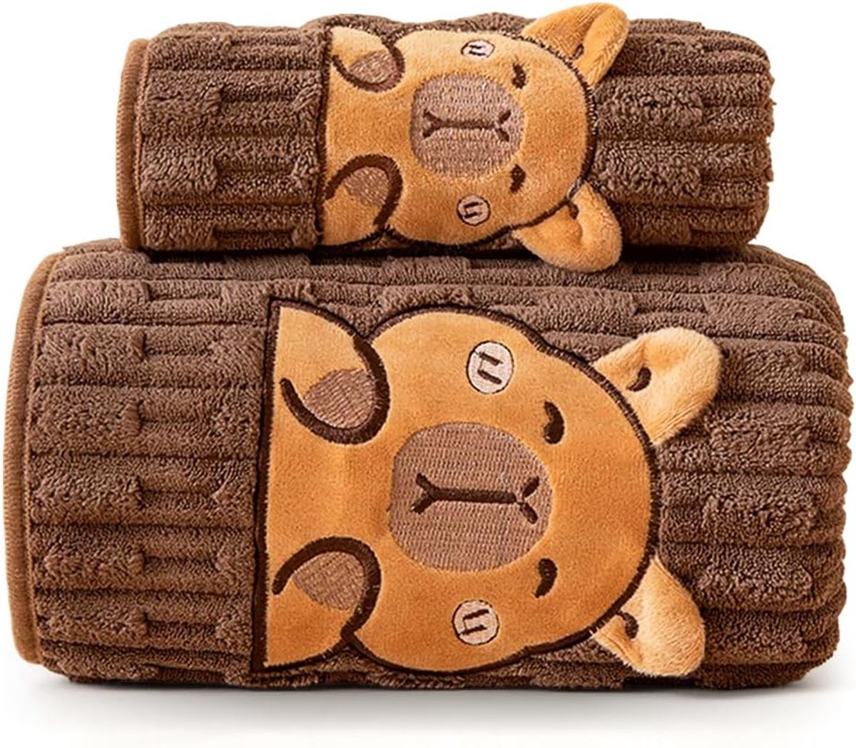 badhanddoeken, 2PCS superzachte koraalfleece-badhanddoeken, pluche absorberende cartoonhanddoeken voor kinderen, volwassenen