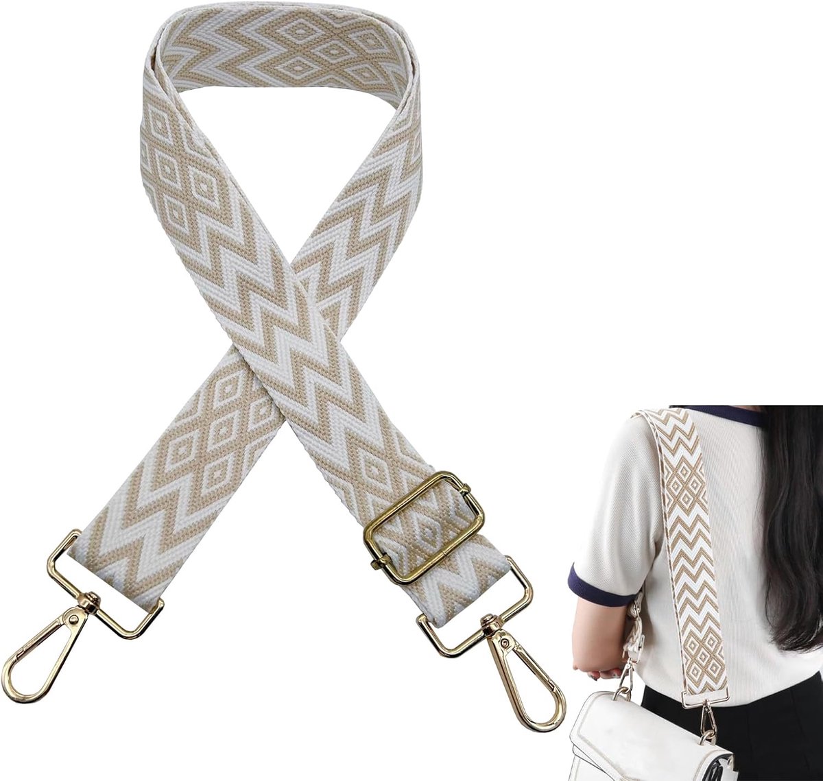 verstelbaar 3.8 cm – Vervangende brede riem voor handtas schoudertas of crossbody tas – Lengte 80-130 cm – Meerkleurig patroon – Voor dagelijks gebruik of reizen