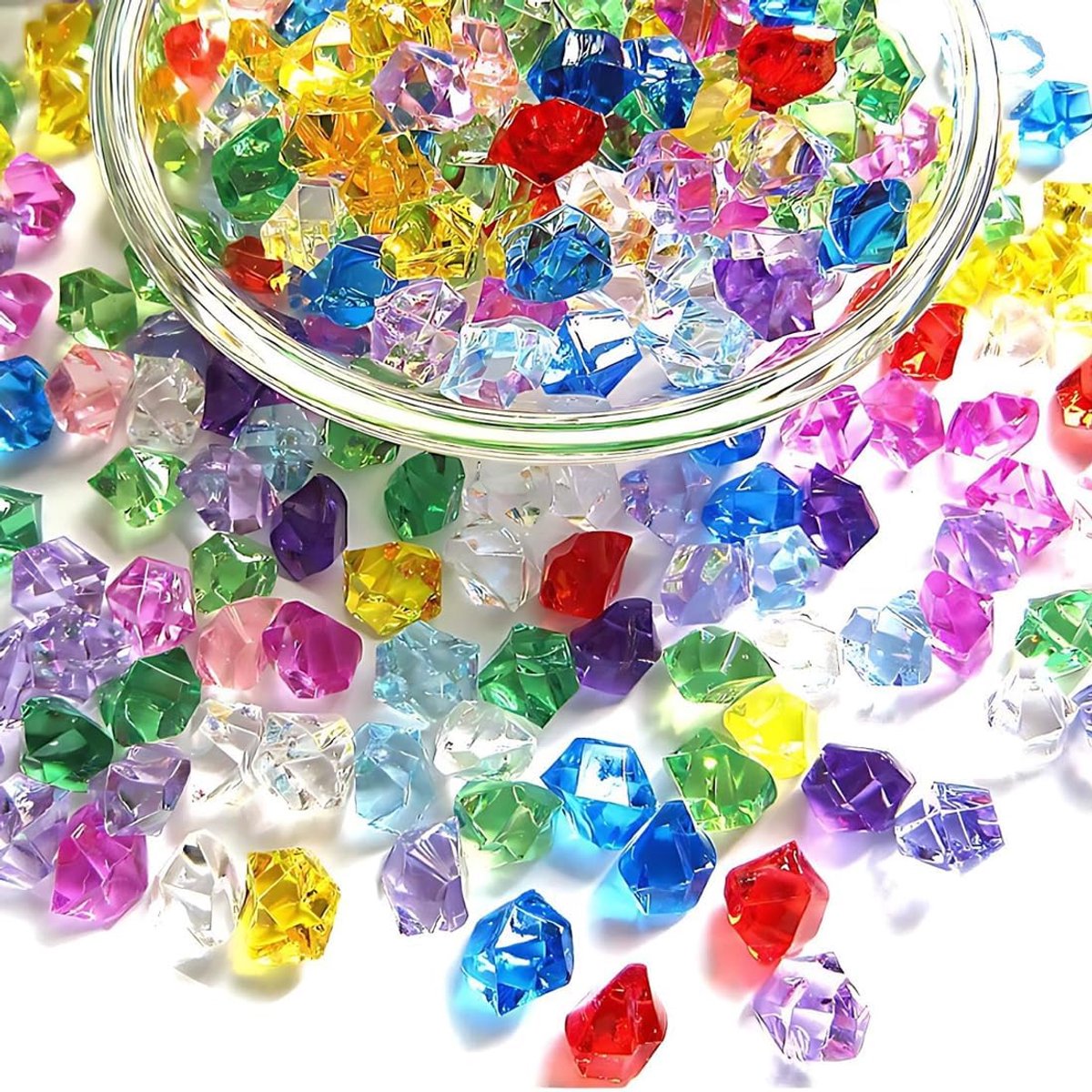 200 stuks kunstdiamanten, kleurrijke edelstenen, edelstenen en decoratieve stenen voor vaas, edelsteen voor kinderen, piratenschattenjacht, doe-het-zelf (meerkleurig)