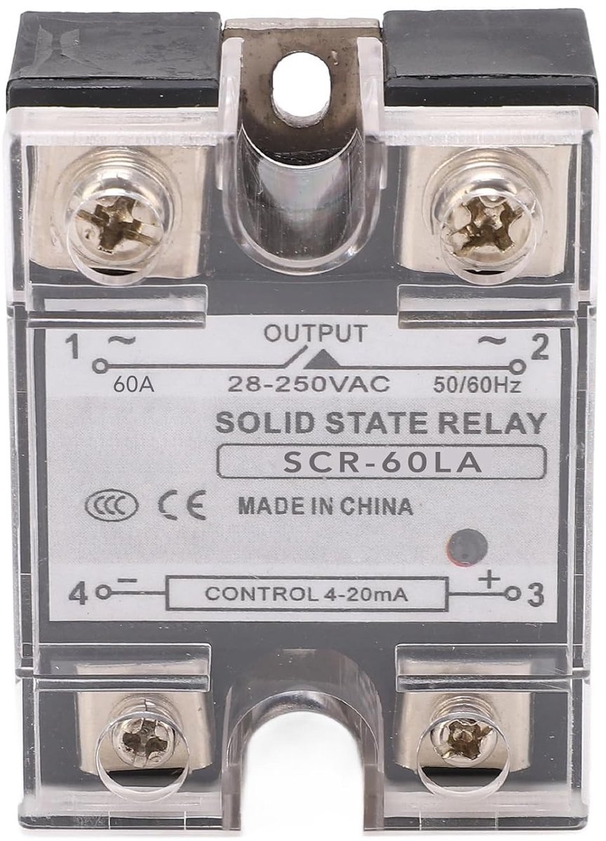 Semiconductorrelais module met koellichaam, statusweergave en 4-20 mA uitgang voor AC 28-250 V spanningsregulator