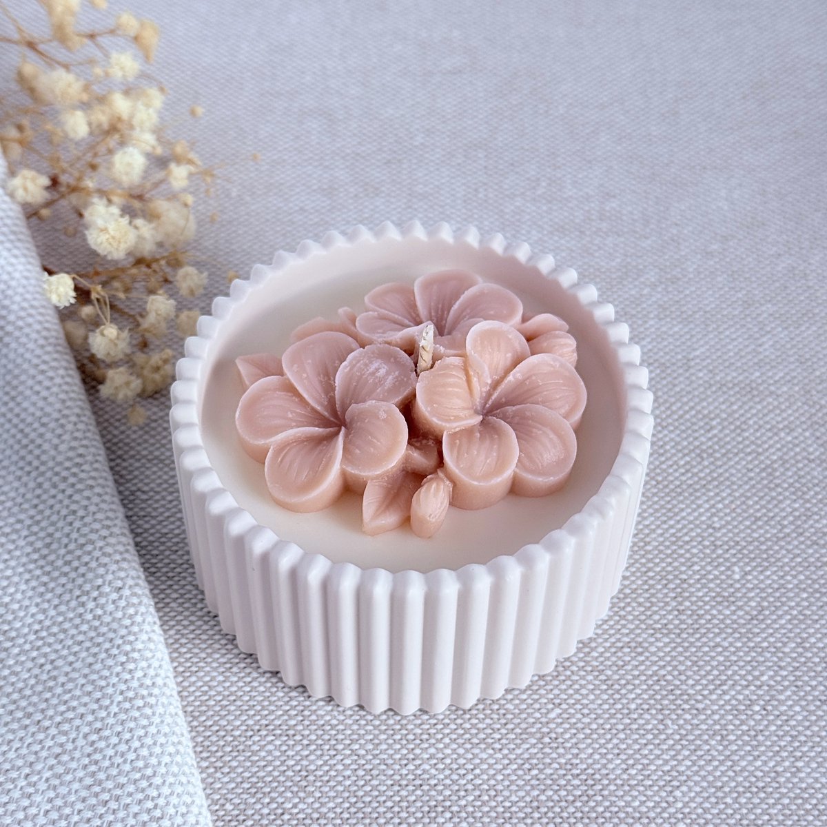 Decoratief Sojakaars met Bloem Decor- Elegante Geurkaars- Rosewood & Velvet-Bloem Dusty Rose