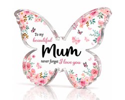 Nina’s Giftshop® Moeder Cadeau – Acryl Vlinder Beeld met Tekst – “To My Beautiful Mum” – Moederdag Cadeau – Cadeau voor Mama – Cadeau voor Haar – Kerstcadeau – Verjaardag – Valentijn