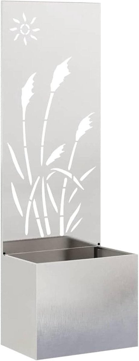 Tuin, canvas, zilver, 50x140 cm, roestvrij staal, decoratieve inkijkbescherming met filigraan ingelegd voor privacy op terras en balkon