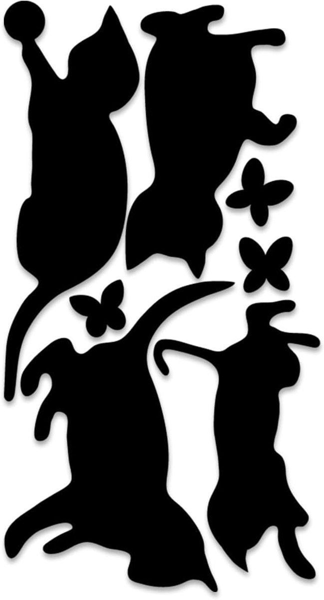 Sticker Katten Spelen Vlinders Huis Vinyl Muursticker Keuken Dieren Zelfklevende Decoratie voor Kinderkamer