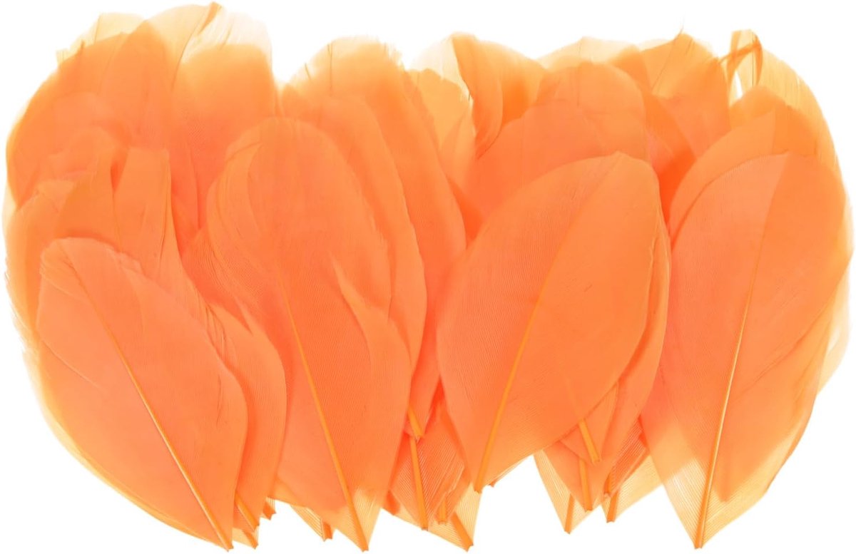 Veren om te knutselen, oranje 1,57 - 3,15 inch natuurlijke ganzenveren pluizige pluim voor bruiloft tafelstukjes/dromenvanger, doe-het-zelf ambachten decoraties veren
