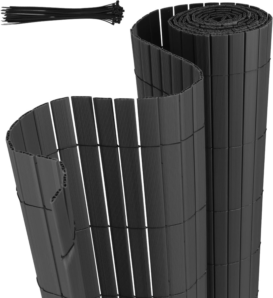 90 x 400 cm, inkijkbescherming met kabelbinders, versterkte W-structuur lamellen, weerbestendige windbescherming voor balkon, tuin en terras, antraciet