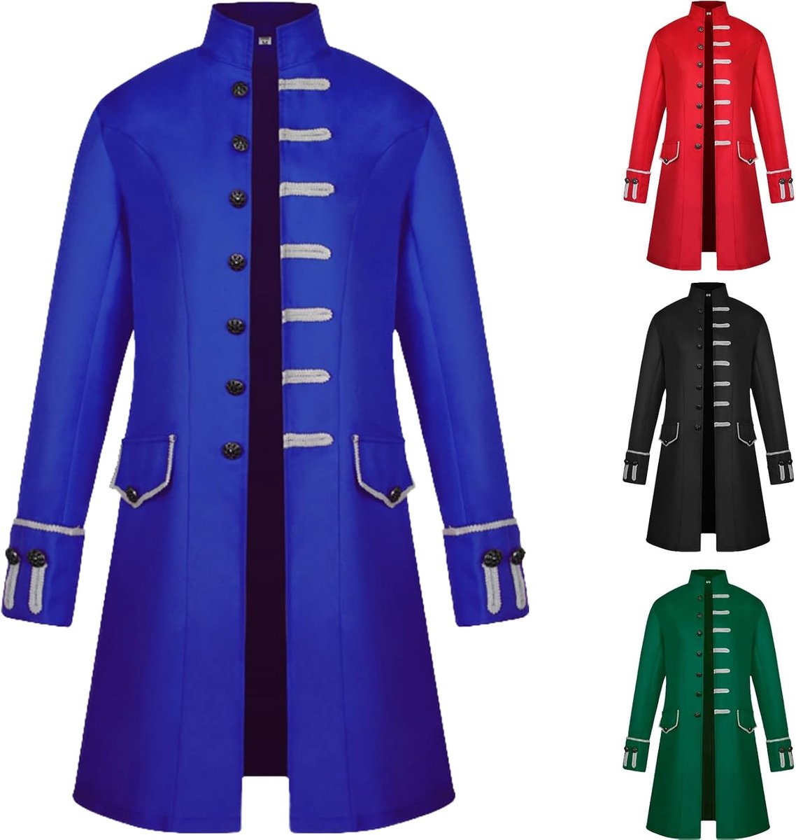 Steampunk middeleeuwse vintage jas voor heren, uniform, eenknopenrij, trenchcoat, herfst, casual overjas voor Halloween-feest