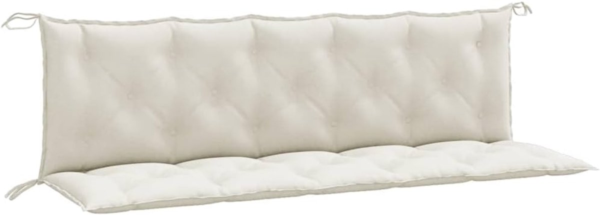 Tuinbankkussen melange crème 180 x 50 x 7 cm met holle vezelvulling en anti-slip koorden voor zitbanken en terrasmeubels