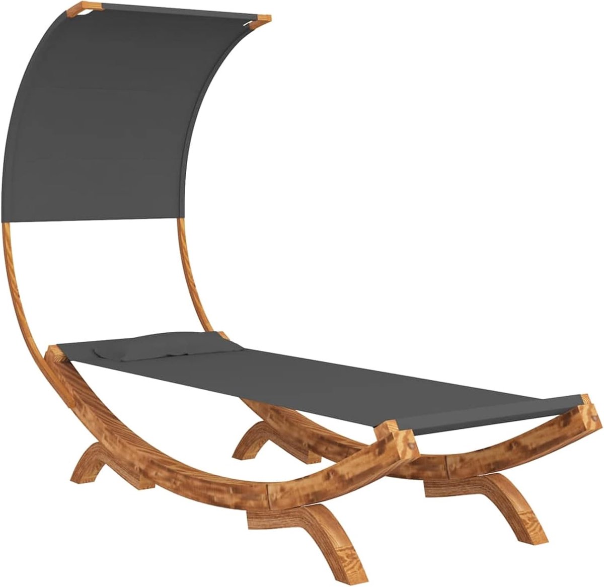 Hangmat met luifel, zitting, tuin, binnenplaats, terras, balkon, strand, zwembad, hangmat, dennenhout, grijs, antraciet, 100 x 216 x 162 cm