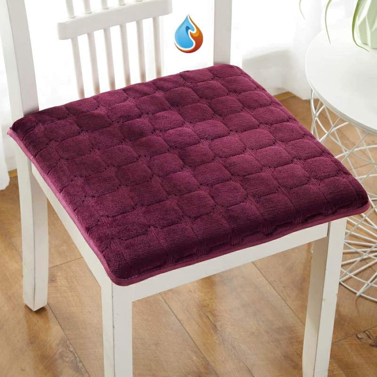 Dikke Eetkamerstoelkussens, Streep Effen Kleur Zachte Zitkussens Stoelen Gewatteerde Kussens Met Tie Voor Eetkamer Thuiskantoor Keuken Binnen-Diep rode wijn 45x45cm/17,7 "x17,7"