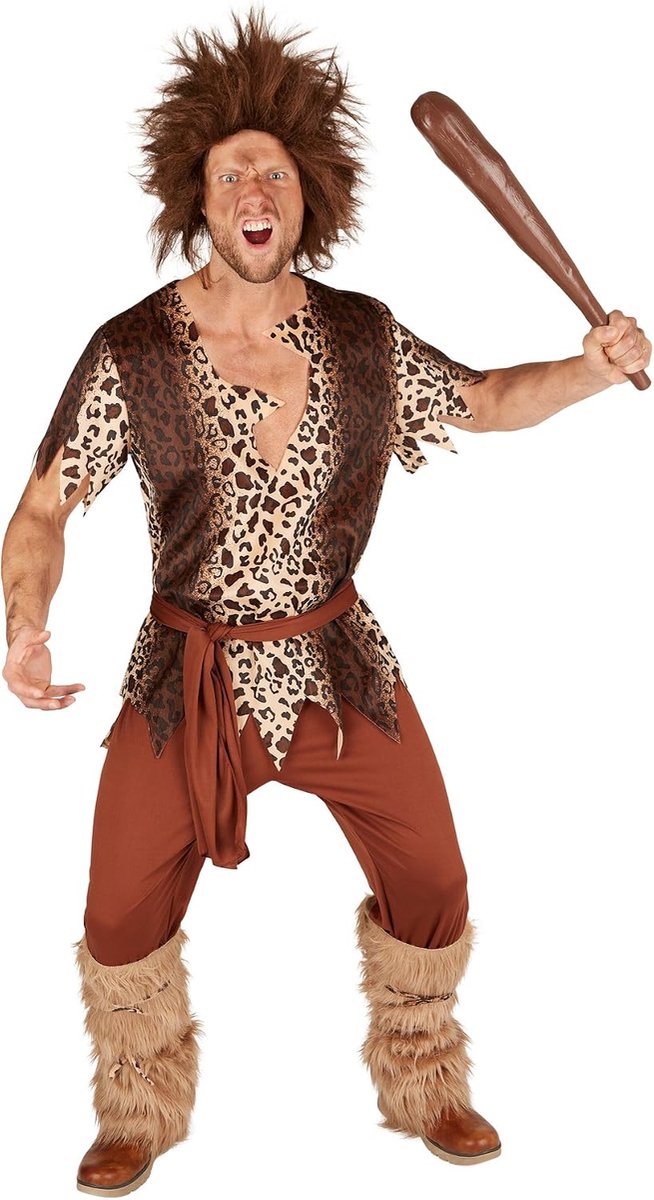 Tectake dressforfun herenkostuum steentijdman Neandertaler | grotmens verkleding | incl. riem en beenwarmers