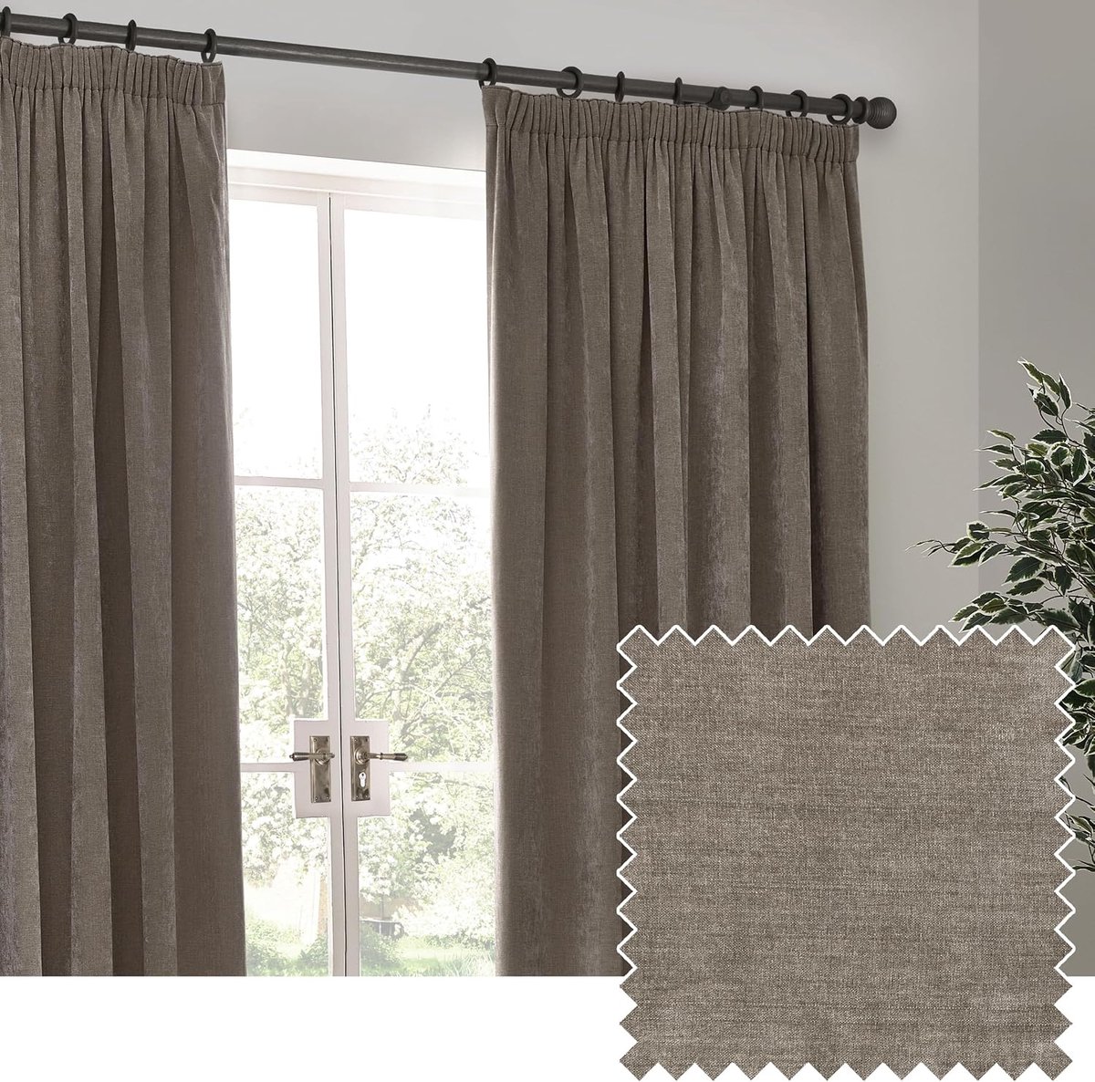 Zware Chenille Velvet Potlood Plooi Gordijnen