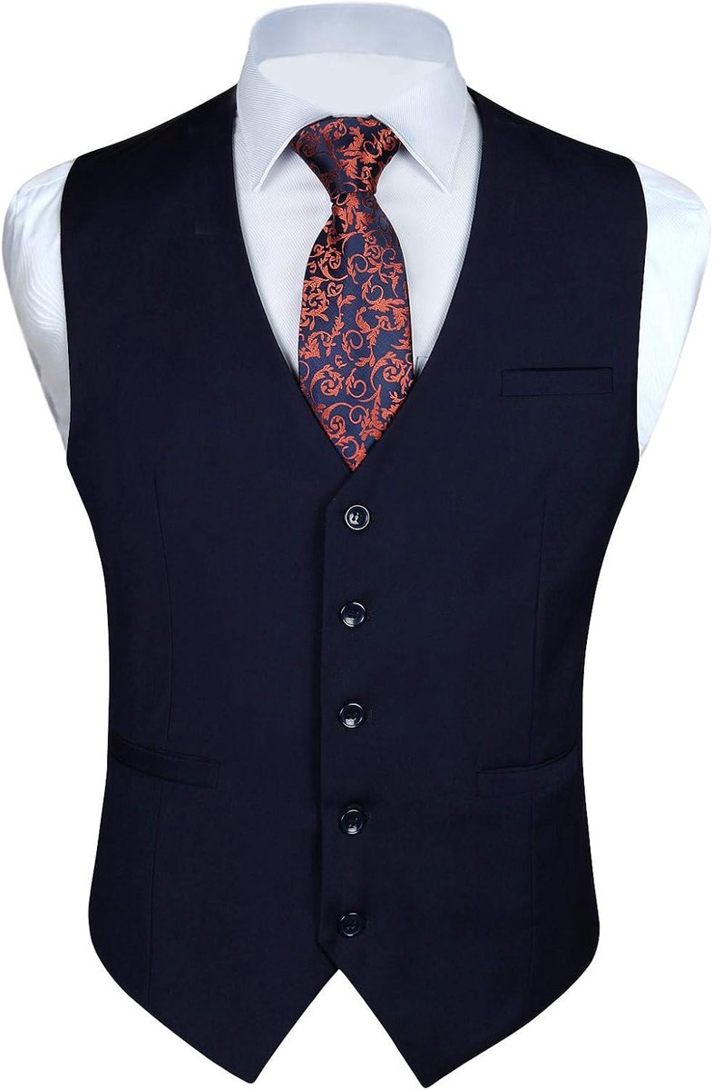 Gilets voor bruiloften, voor smoking, zakelijk pak, vest met zakken, effen kleur, maat XS-4XL