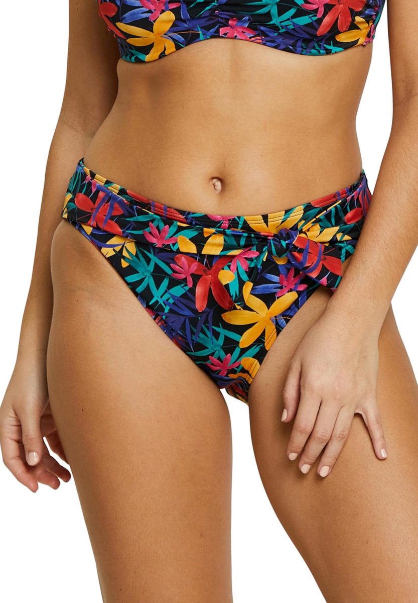 Complexe Island Dream Badpak, middelgroot badpak voor dames, Zwarte bloemen, 50-52