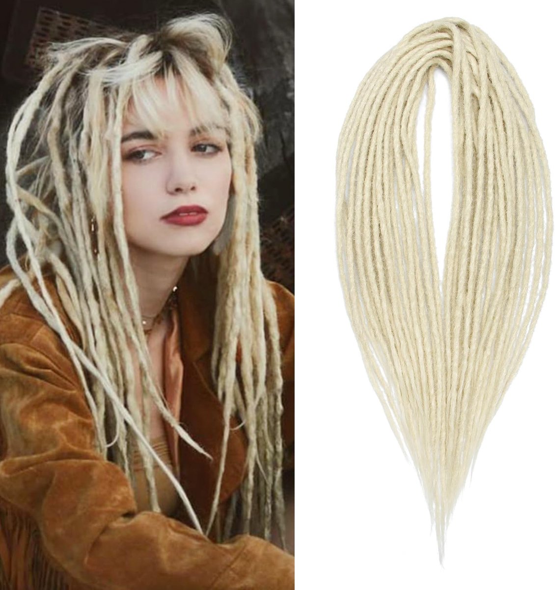 24 Inch 10 Strengen/Pak Synthetische Double Ended Dreadlocks Extensions Dunne 0,6 cm Gehaakte Gevlochten Haar Zachte Dreadlocks Reggae Hiphop Hippie Stijl
