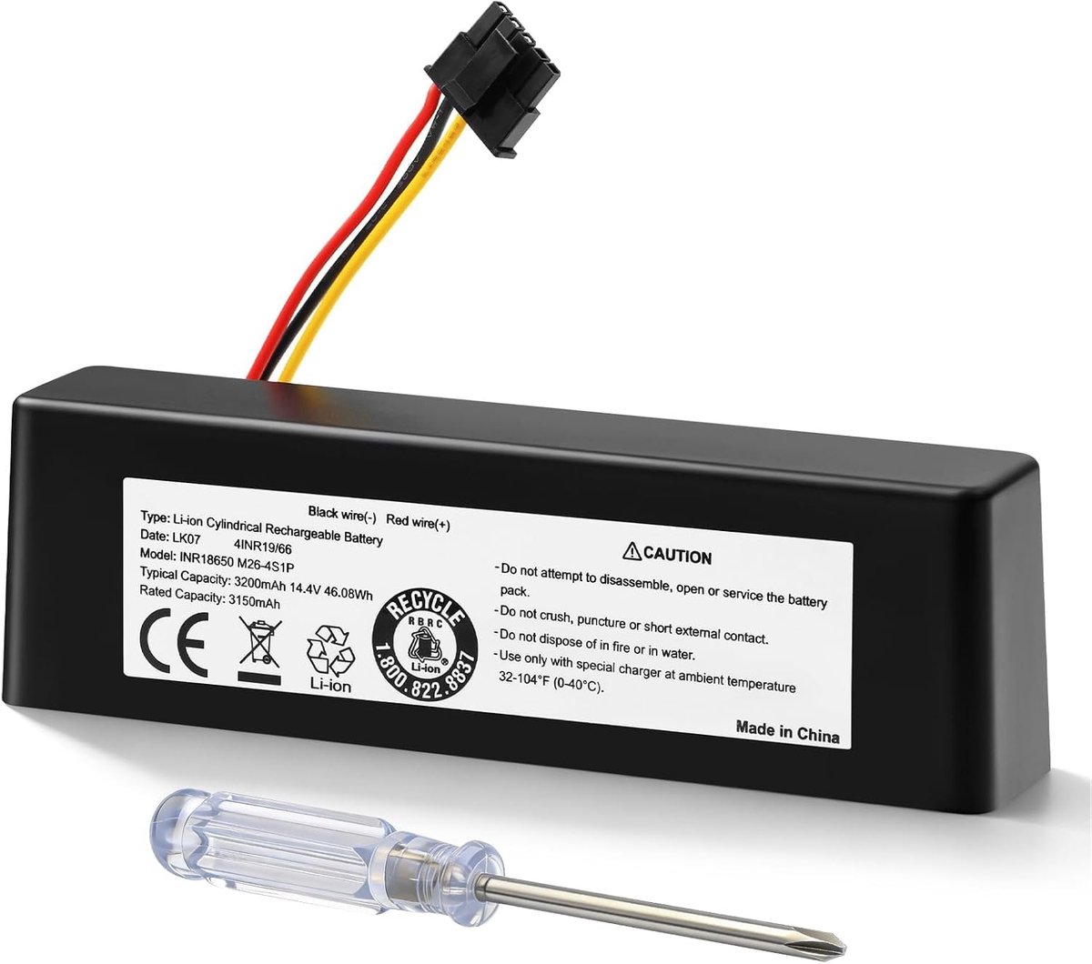 Conga 3290 reservebatterij voor Xiao-mi Mop 2S/Mop P/Mop Pro, voor Mijia STYTJ02YM / XMSTJQR2S Vacuum Cleaner Battery 14,4 V