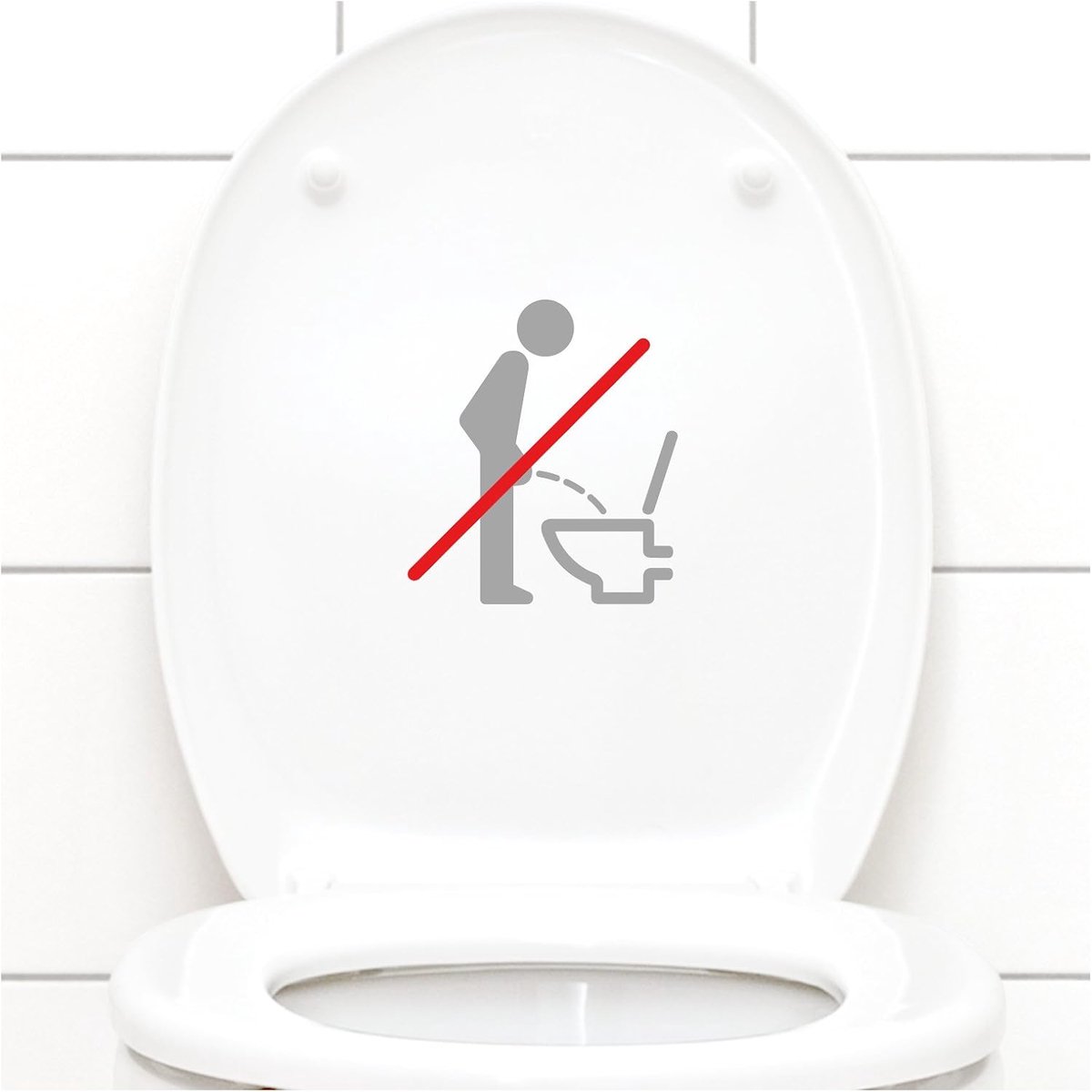 wc-deur sticker - Gelieve zittend te plassen bord I Zilvergrijs 11 x 12 cm I Pictogram wc badkamer toilet klosdekasticker W733