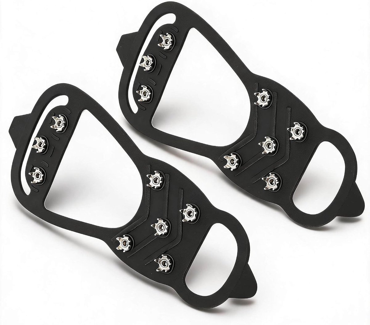 Antislip Ijsschoenen Spikes Covers voor Buitenactiviteiten, 1 Paar 8-tands Sneeuwspikes Klauw voor Wandelen, Gemaakt van Siliconen + Roestvrij Staal, Geschikt Schoenen 41-46 (L)