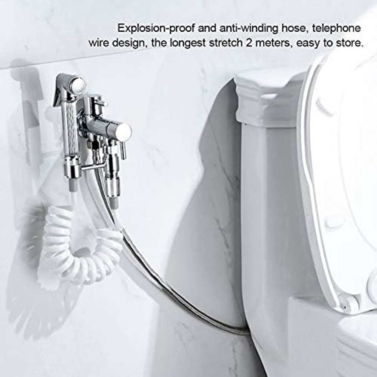 Doucheslang met Veer, ABS Flexibele Telescopische Doucheslang voor Waterleidingen, Toilet, Bidet, Spuitpistool, Badkamer, Spiraalvormige Flexibele Doucheslang