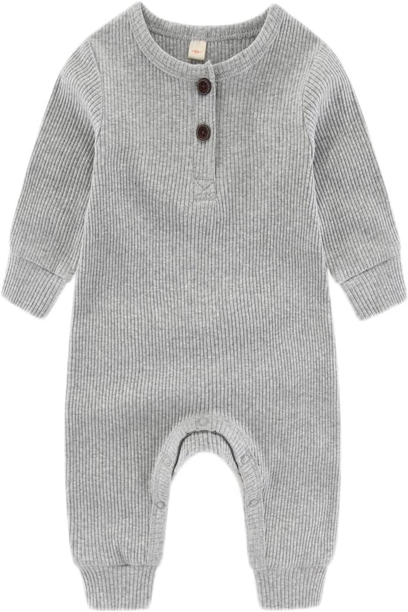 Babyrompertje pasgeborenen gebreide jumpsuit lange mouwen baby jongens meisjes voetloos eendelig pak, 0-24 maanden
