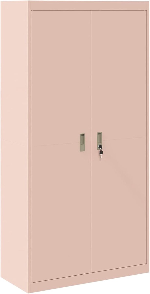 Opbergkast 2 stuks roze 90 x 40 x 180 cm staal, stalen kast kantoor afsluitbare multifunctionele kast opbergkast voor mappen kantoormateriaal 3406167