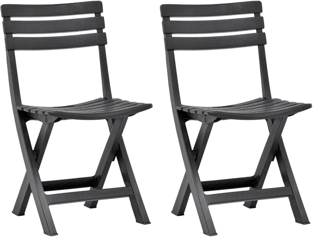 Inklapbare tuinstoelen tuinstoelen tuinstoel terrassen zitmeubel campingstoel, tuinstoel, tuinstoel stoel terrasstoel 2 stuks. Kunststof antraciet