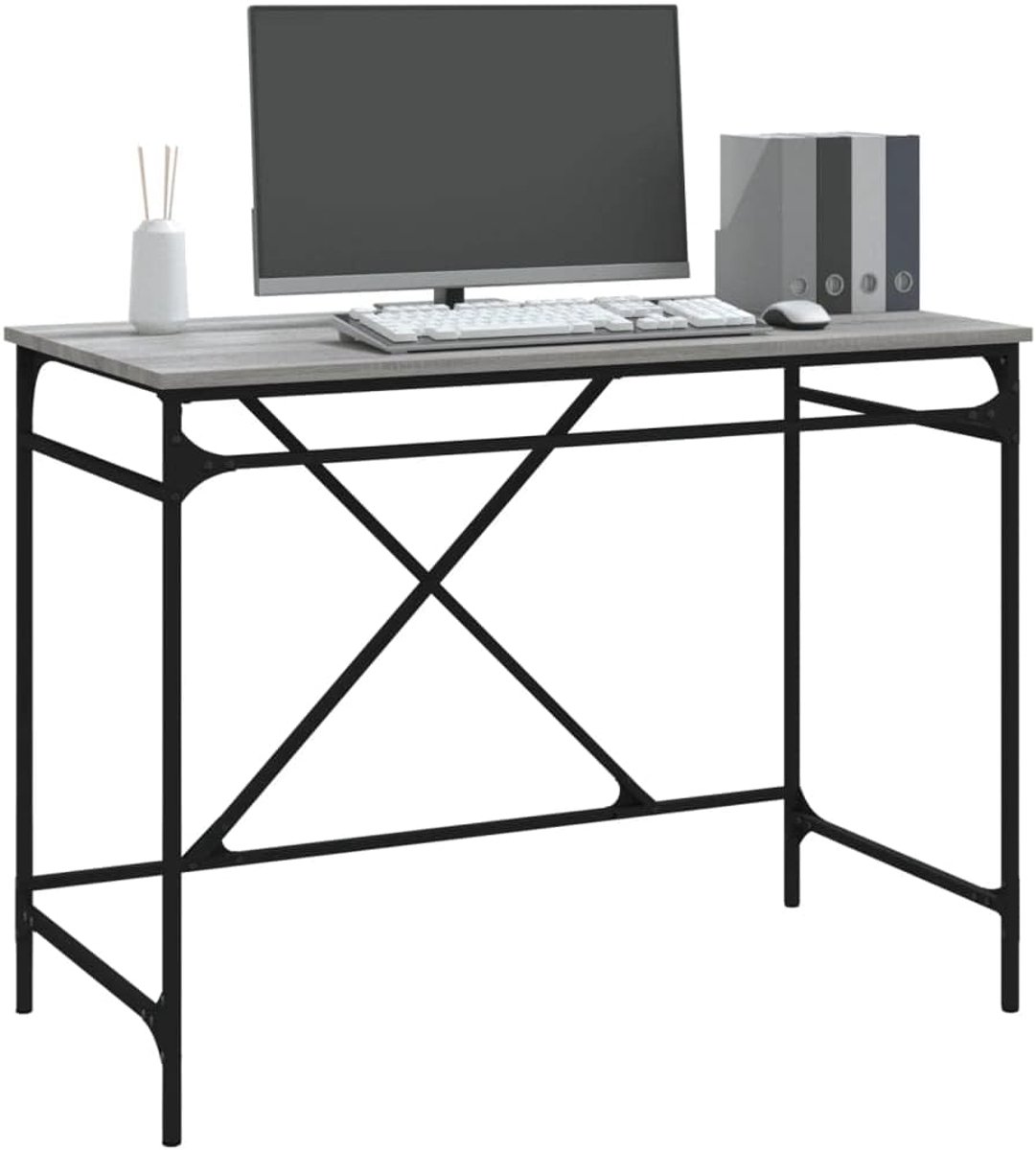 Bureau, computertafel, computertafel, pc, werktafel met planken, consoletafel, bureautafel, voor studio, Sonoma-grijs, 100 x 50 x 75 cm, van meerlaags hout en ijzer