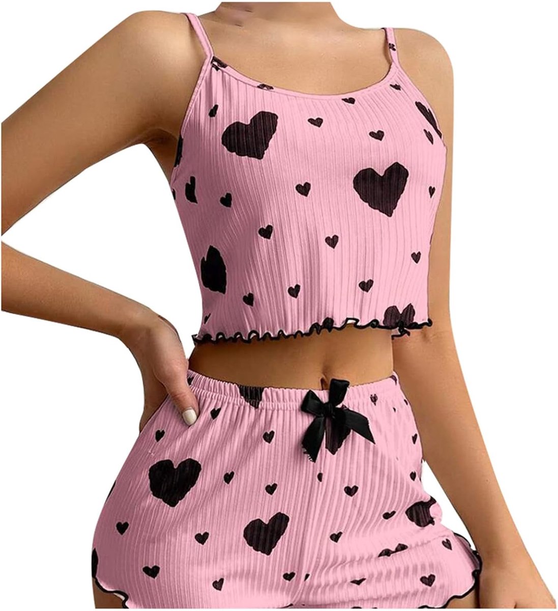 Damespyjama set camisoles nachtkleding lingerie schattige print slabekleding top en shorts nachtkleding