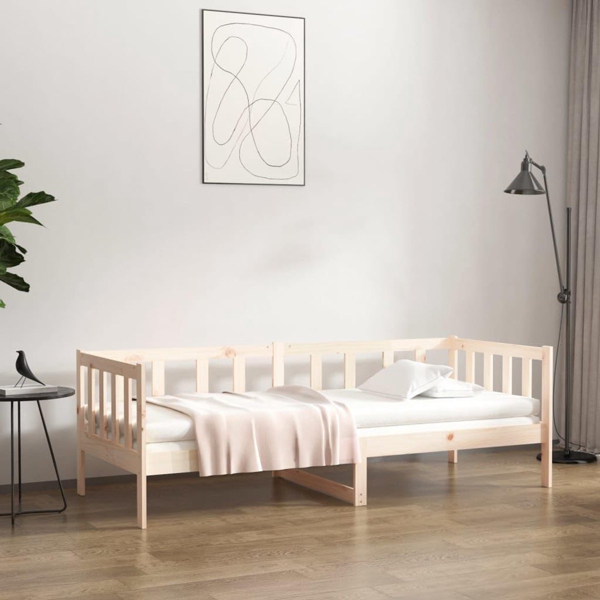Zonder matras massief grenenhout 90x190 cm logeerbed met bedhek en lattenbodem multifunctioneel dagbed voor woonkamer en slaapkamer
