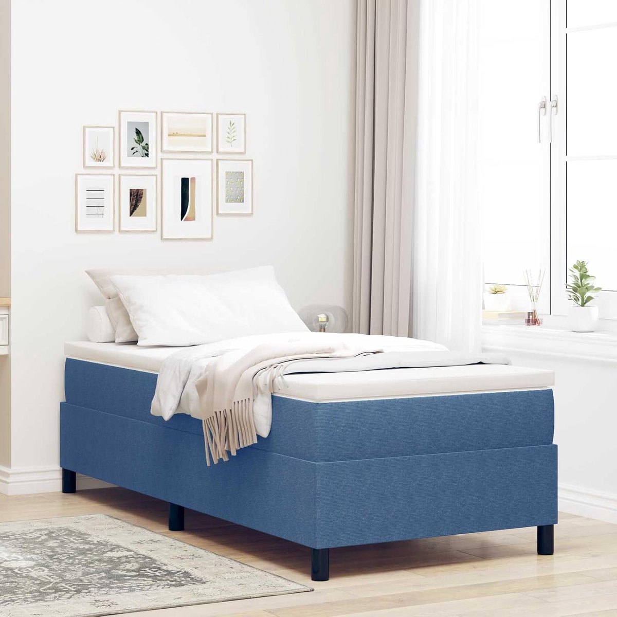 platformbed modern grenenhout 100x200 cm blauw