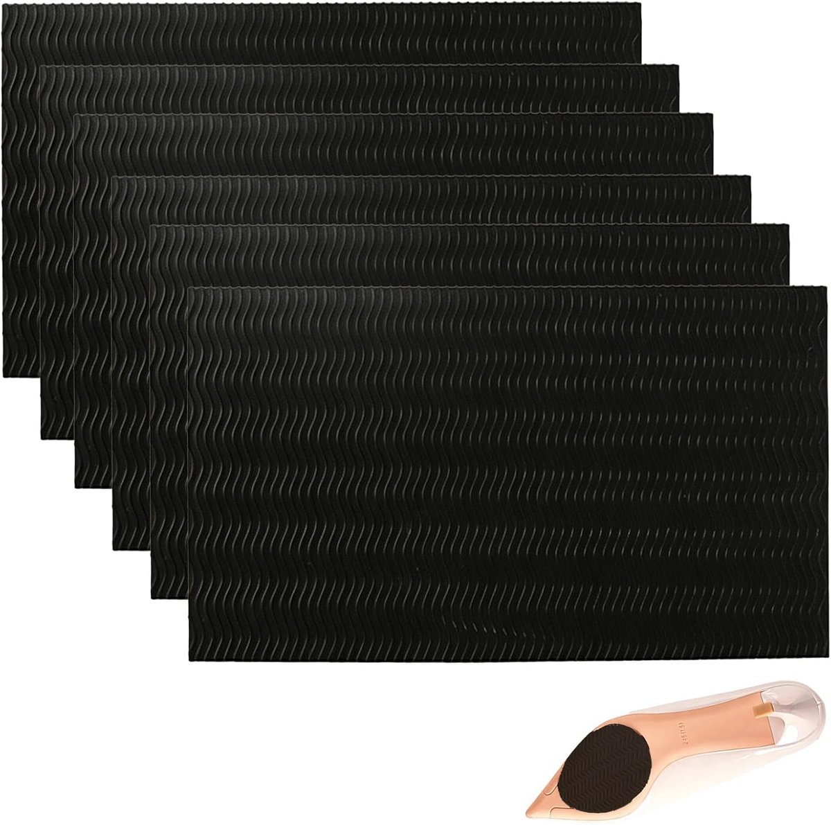 6 stuks antislipzolen, 15 x 10 cm, rubberen pads voor schoenen, zelfklevend, schoenzool, kan zelf worden gesneden, geluidsreductie, antislip, voor hakken, sandalen, leer
