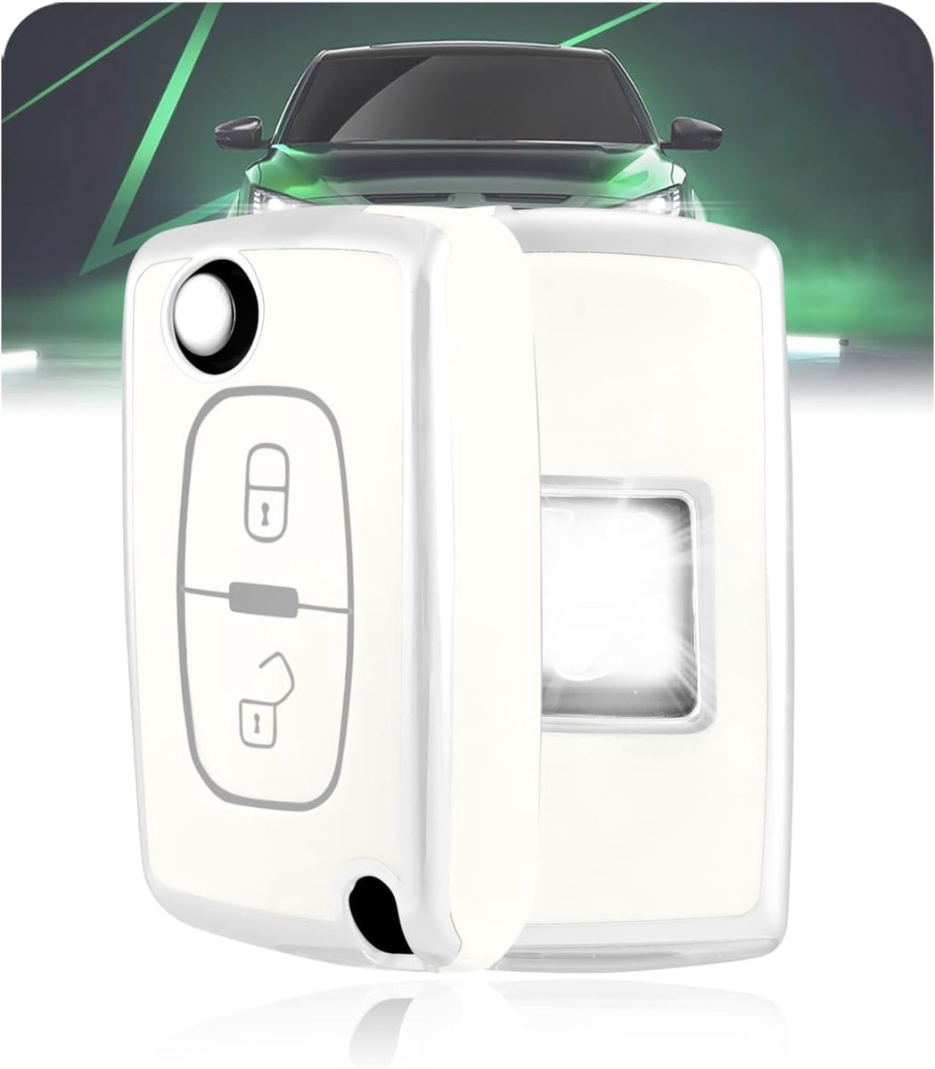 Siliconen auto-sleutelhoes sleutelhangerbeschermer voor Peugeot 207 307 308 407 3008 5008 Partner Tepee voor Citroen C1 C3 C4 Picasso Aircross Berlingo Fiat Scudo, 2 knoppen