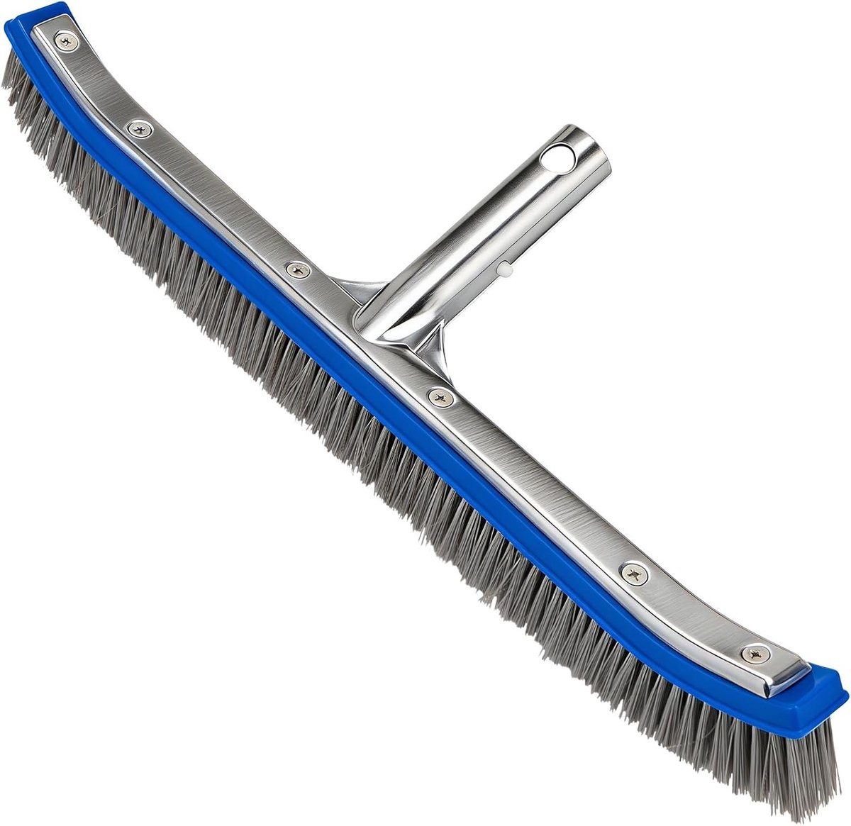 Zwembadborstel 18 inch (45,7 cm) met staal- en nylonborstels, zwembad reinigingsborstel met aluminium rug en EZ clip voor telescopische steel, sterke borstel voor zwembadbodem en wanden