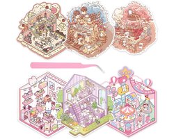 Stickers met pincet, DIY Cozy Little Home Scene Sticker Book, schattige stickers, leuke doe-het-zelf stickers, scene, voor volwassenen en kinderen