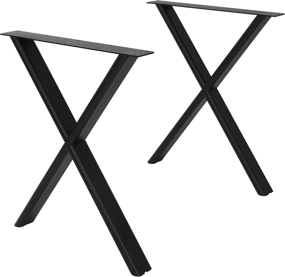 Poten Metaal Zwart 2-delige Set, Stalen Meubelpoten X-Vorm Tafelonderstel voor Buiten, Weerbestendig Stalen, Plat Onderstel 60 x 72 cm voor Eettafel, Bureau, Werktafel en Tuintafel