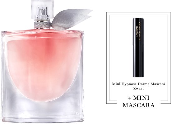 Lancôme La Vie est Belle Eau de Parfum met zilveren strik en een mini Hypnose Drama Mascara zwart.