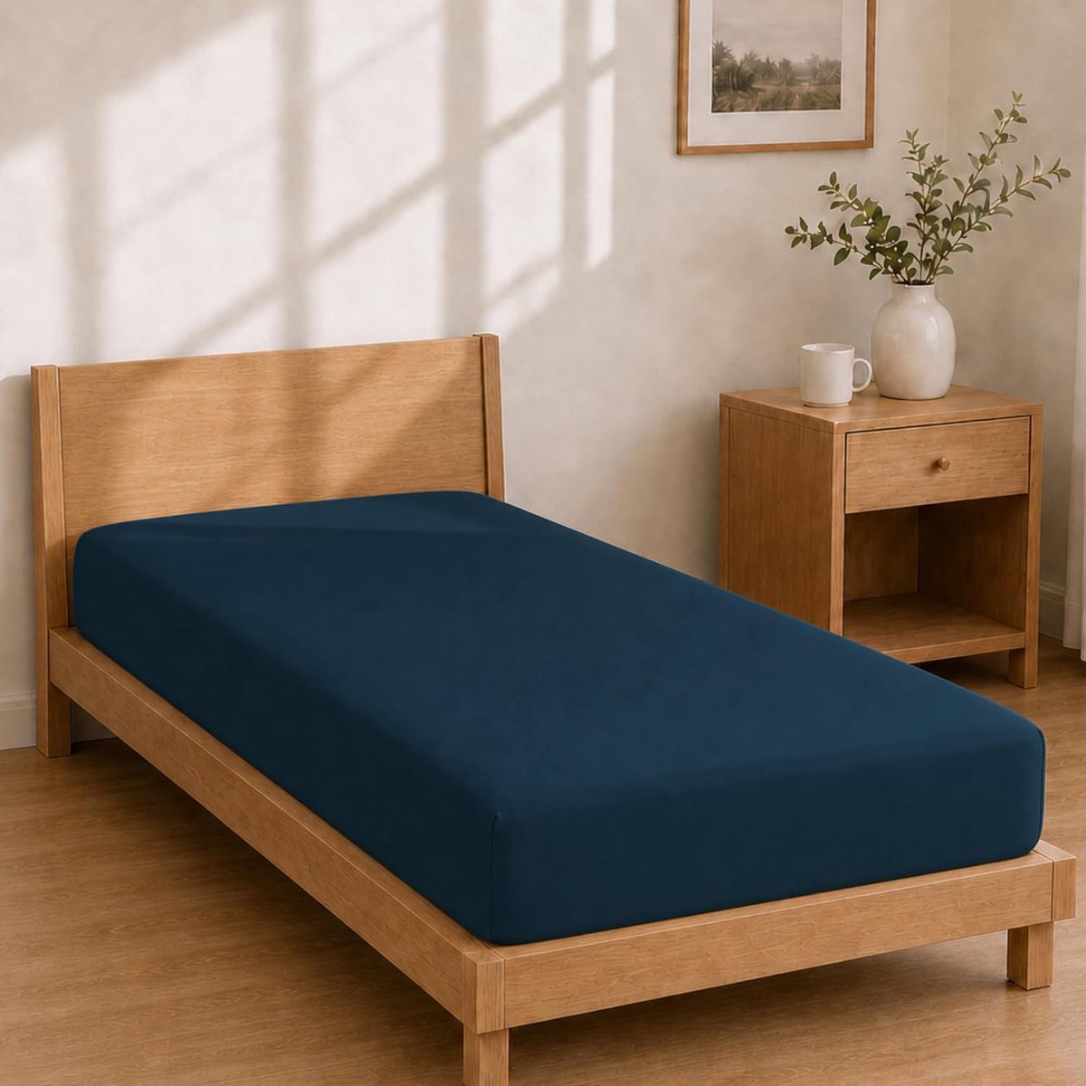 Hoeslaken Microvezel 120x190+25 - Hoekhoogte 25 cm Petrolblauw