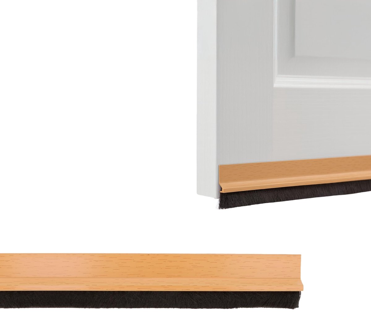 Famanu – Zelfklevende tochtstrip - PVC deurafdichting - Lucht- en waterdicht - Eenvoudige installatie - Duurzaam, eikenhout, 1 m, houtimitatie