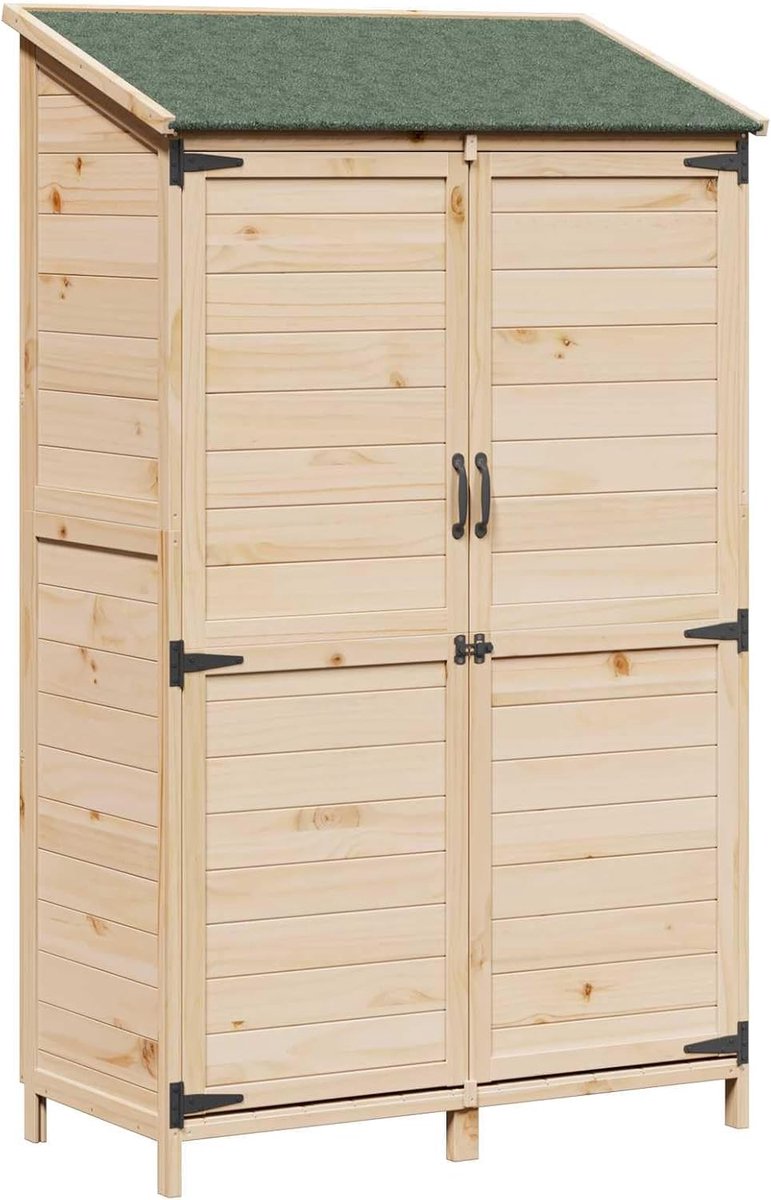Tuinschuur natuur 106,5 x 56 x 176 cm massief hout van sparrenhout
